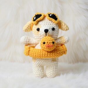 Dog in Duck Float Amigurumi Crochet Pattern - Adorable DIY Stuffed Animal Toy - Instant Download PDF