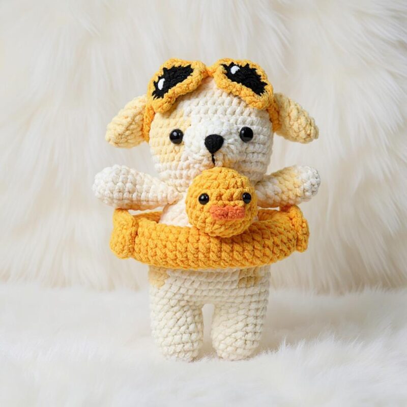 Dog in Duck Float Amigurumi Crochet Pattern - Adorable DIY Stuffed Animal Toy - Instant Download PDF