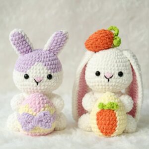 Easter Bunny & Carrot Eggs Amigurumi Crochet Pattern - Adorable - DIY Easter Toys & Decor - Instant Download PDF