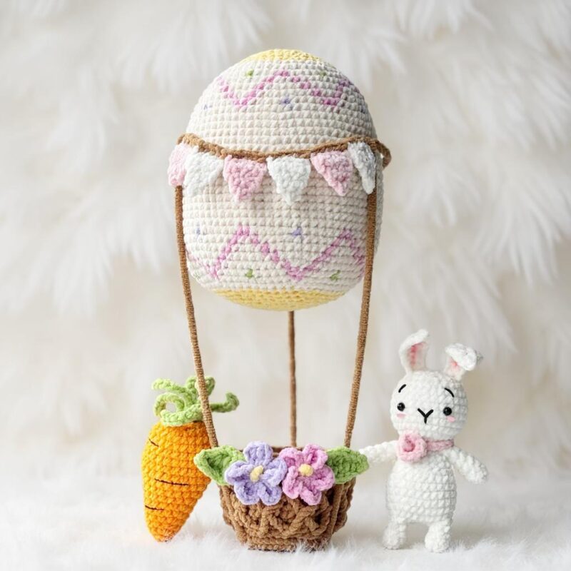 Easter Hot Air Balloon Amigurumi Crochet Pattern - Whimsical DIY Easter Decor - Instant Download PDF