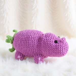 Eggplant Hippo Amigurumi Crochet Pattern - Adorable DIY Stuffed Animal Toy - Instant Download PDF