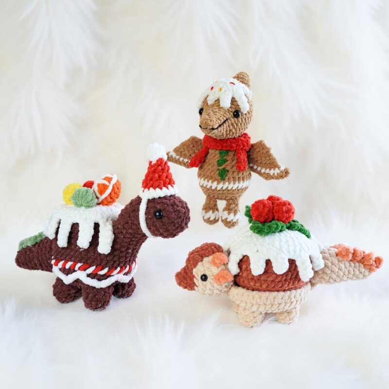 Festive Treatosaurs Amigurumi Crochet Pattern Bundle - Adorable DIY Dinosaur Toys - Instant Download PDF