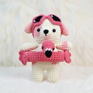 Flamingo Float Dog Amigurumi Crochet Pattern - Adorable DIY Stuffed Animal Toy - Instant Download PDF