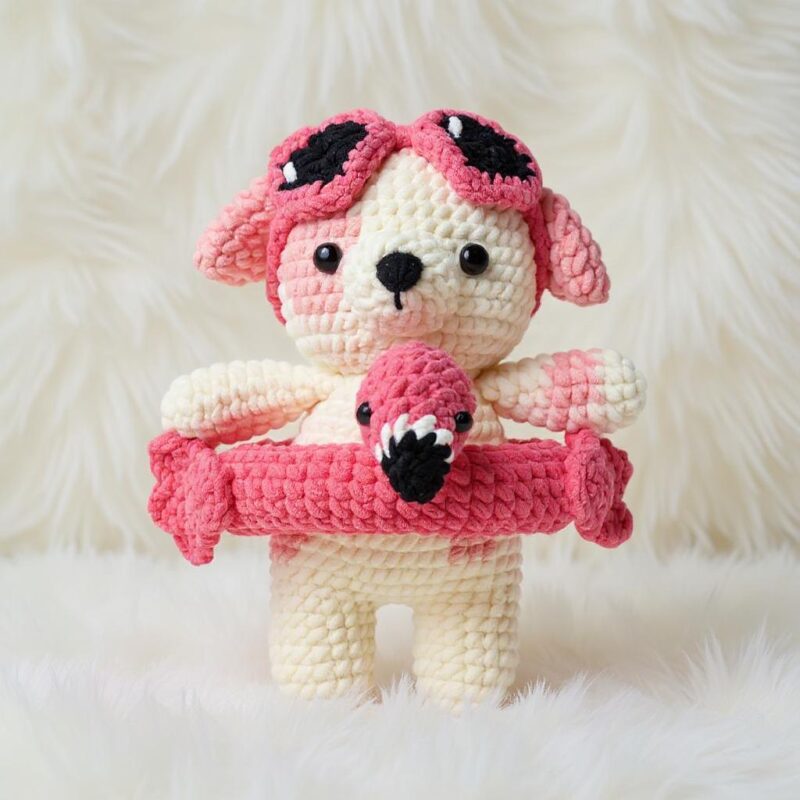 Flamingo Float Dog Amigurumi Crochet Pattern - Adorable DIY Stuffed Animal Toy - Instant Download PDF - Image 2