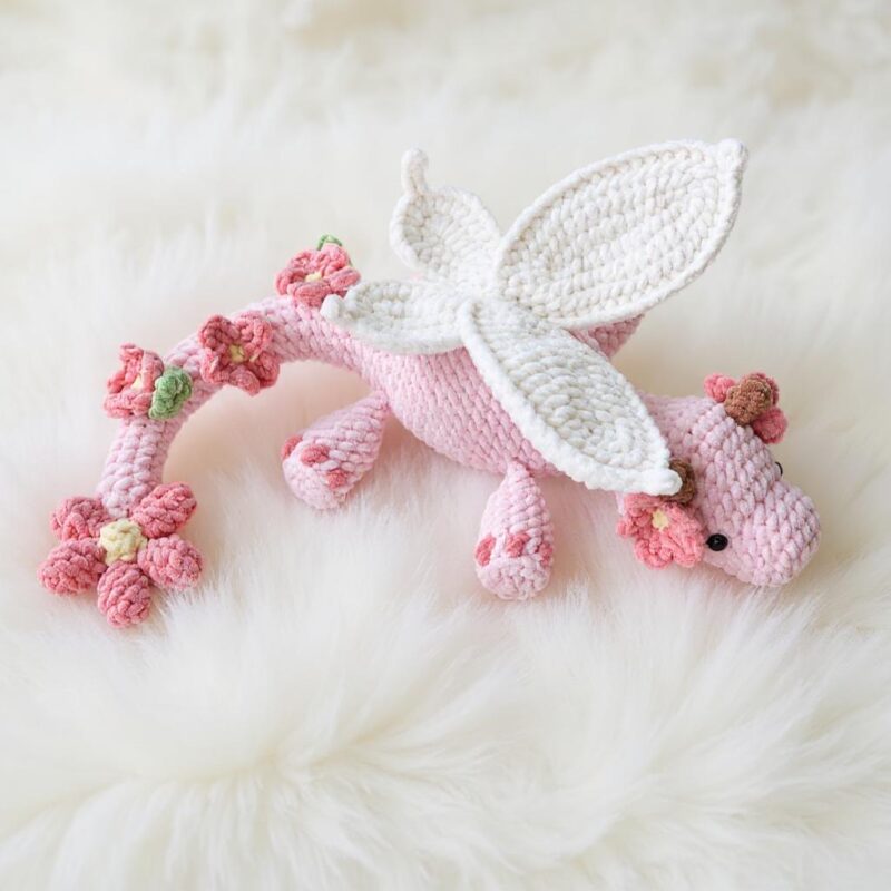 Flower Dragon Amigurumi Crochet Pattern - Whimsical DIY Stuffed Animal Toy - Instant Download PDF