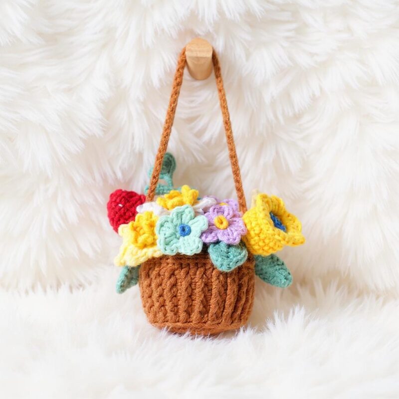 Hanging Flower Basket Amigurumi Crochet Pattern - Charming DIY Car Hanging Decor - Instant Download PDF - Image 2