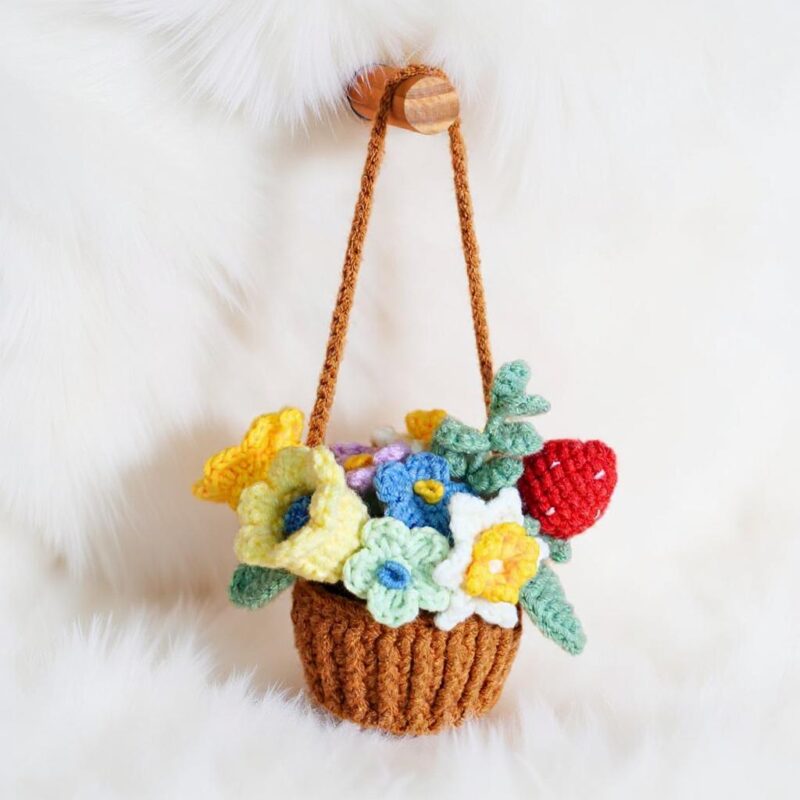 Hanging Flower Basket Amigurumi Crochet Pattern - Charming DIY Car Hanging Decor - Instant Download PDF - Image 3