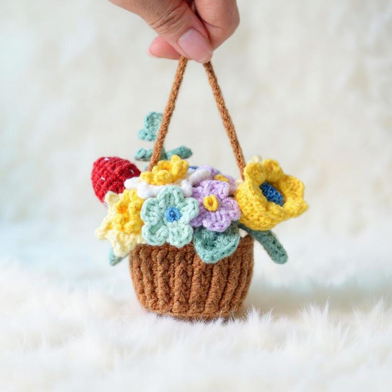 Hanging Flower Basket Amigurumi Crochet Pattern - Charming DIY Car Hanging Decor - Instant Download PDF - Image 4