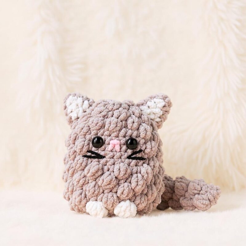 Fluffy Grey Cat Amigurumi Crochet Pattern - Adorable DIY Stuffed Animal Toy - Instant Download PDF