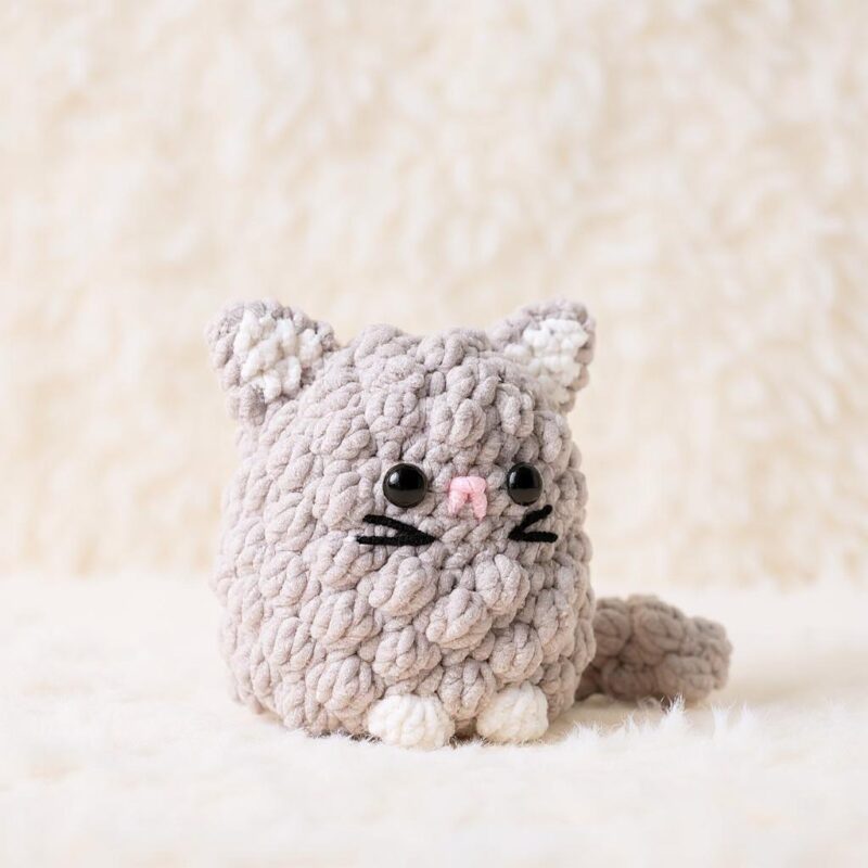Fluffy Grey Cat Amigurumi Crochet Pattern - Adorable DIY Stuffed Animal Toy - Instant Download PDF - Image 3