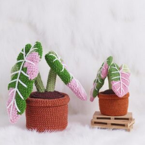 Alocasia Frydek Plant Amigurumi Crochet Pattern - Fluffy DIY Crochet Houseplant - Instant Download PDF