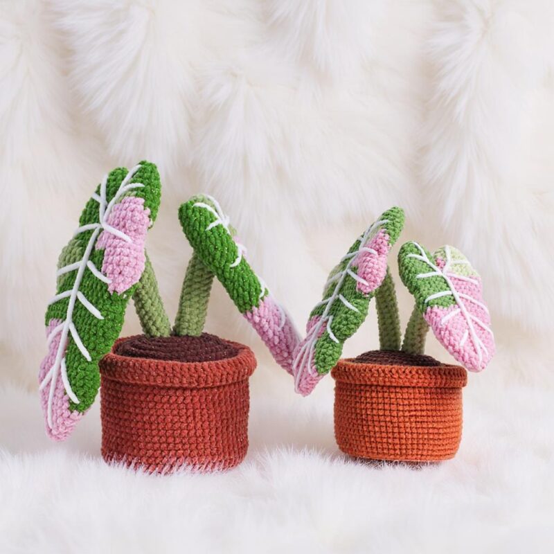Alocasia Frydek Plant Amigurumi Crochet Pattern - Fluffy DIY Crochet Houseplant - Instant Download PDF - Image 2