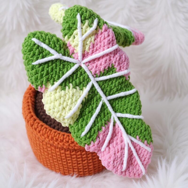 Alocasia Frydek Plant Amigurumi Crochet Pattern - Fluffy DIY Crochet Houseplant - Instant Download PDF - Image 5