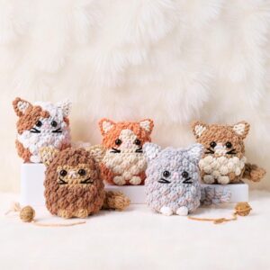 Fluffy Cat Family Amigurumi Crochet Pattern Bundle - Adorable DIY Stuffed Animal Toys - Instant Download PDF