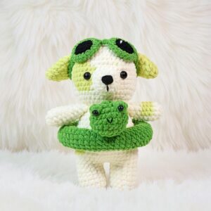 Frog Float Dog Amigurumi Crochet Pattern - Adorable DIY Stuffed Animal Toy - Instant Download PDF