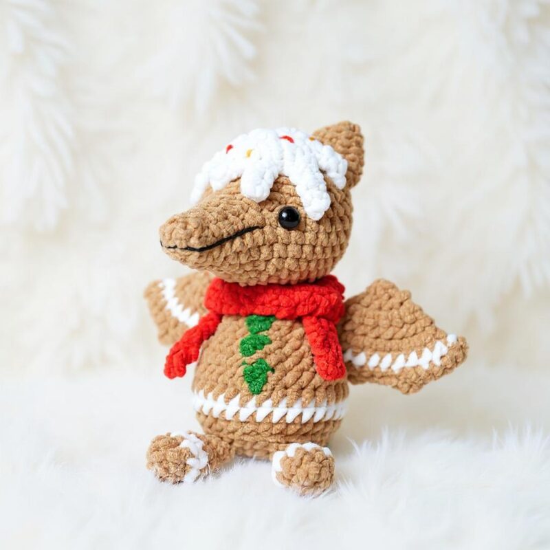 Gingerbread Pterosaur Amigurumi Crochet Pattern - Adorable DIY Dinosaur Toy - Instant Download PDF