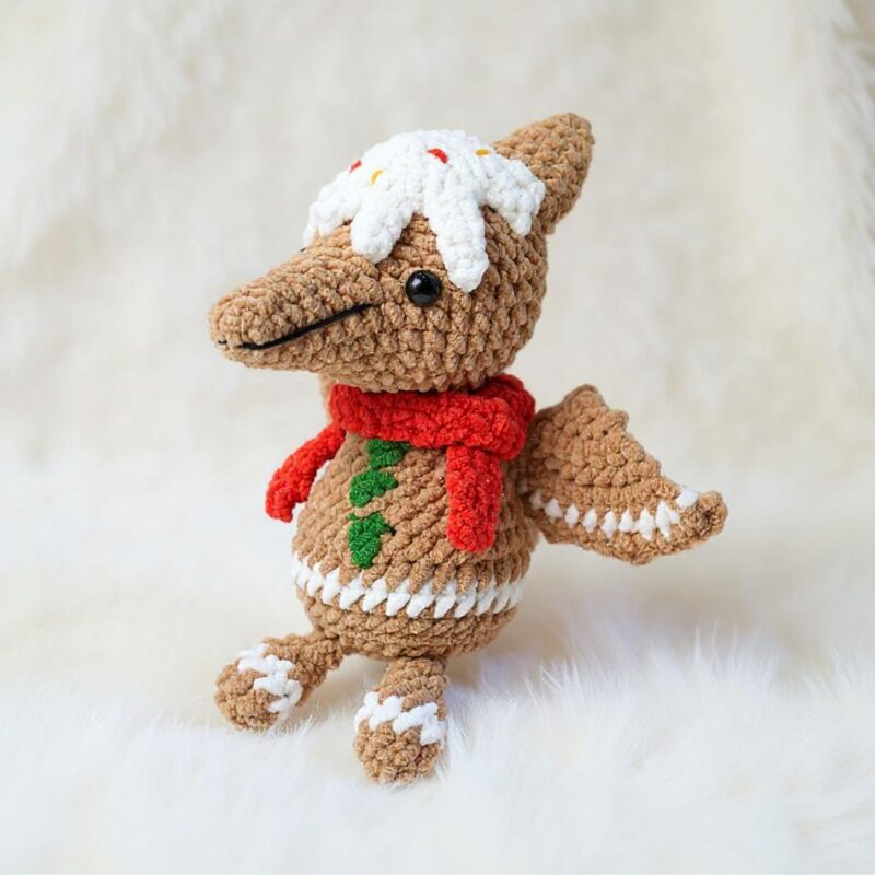 Gingerbread Pterosaur Amigurumi Crochet Pattern - Adorable DIY Dinosaur Toy - Instant Download PDF - Image 2