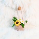 Golden Radiance Hanging Basket Amigurumi Crochet Pattern - Charming DIY Car Charm Decor - Instant Download PDF