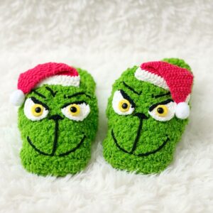 Grinch Slippers Amigurumi Crochet Pattern - Festive - DIY Holiday Footwear - Instant Download PDF