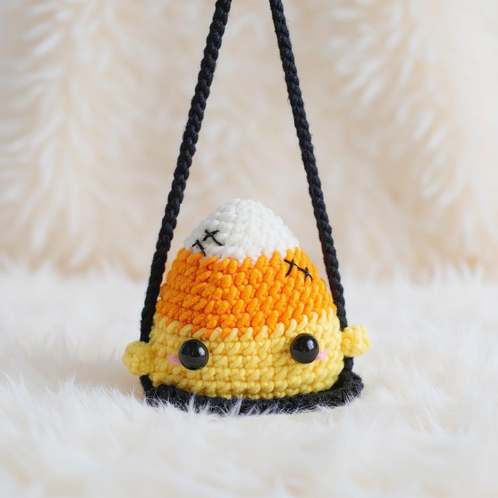 Swinging Candy Corn Amigurumi Crochet Pattern - Spooky-Cute - DIY Halloween Decor - Instant Download PDF