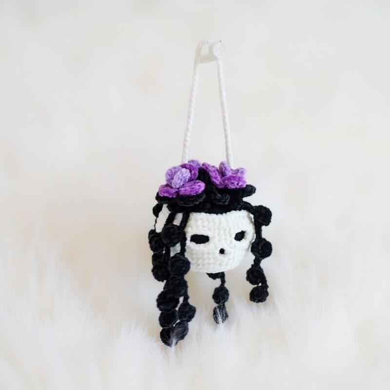 Spooky Hanging Plant Amigurumi Crochet Pattern - Cute DIY Halloween Car Charm - Instant Download PDF - Image 4