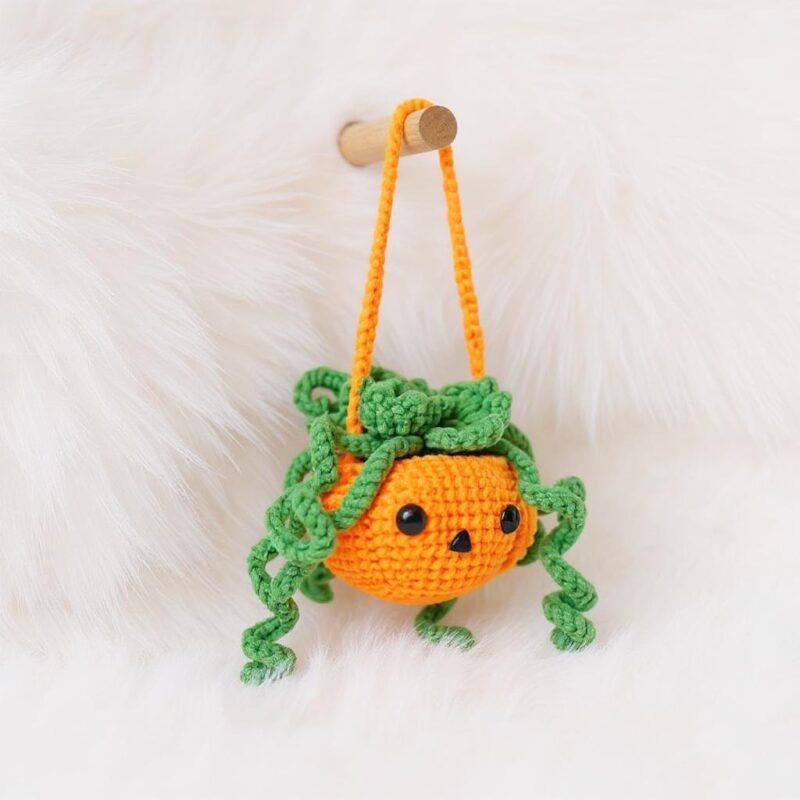 Halloween Pumpkin Pot Amigurumi Crochet Pattern - Cute DIY Car Hanging Decor - Instant Download PDF - Image 2