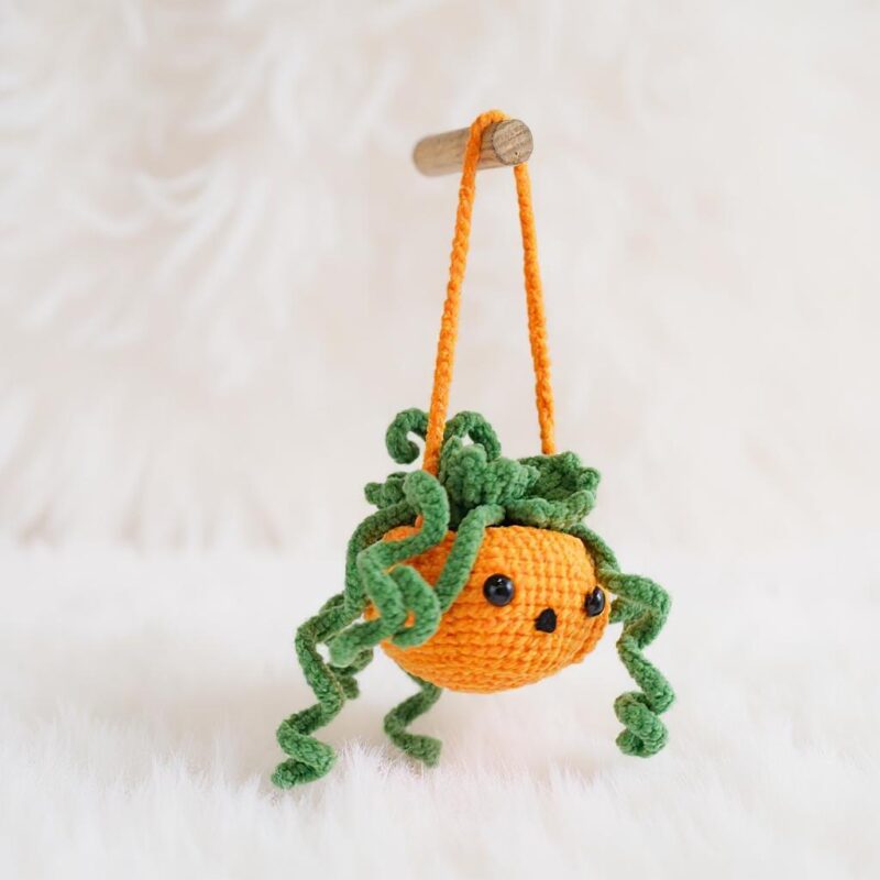 Halloween Pumpkin Pot Amigurumi Crochet Pattern - Cute DIY Car Hanging Decor - Instant Download PDF - Image 4