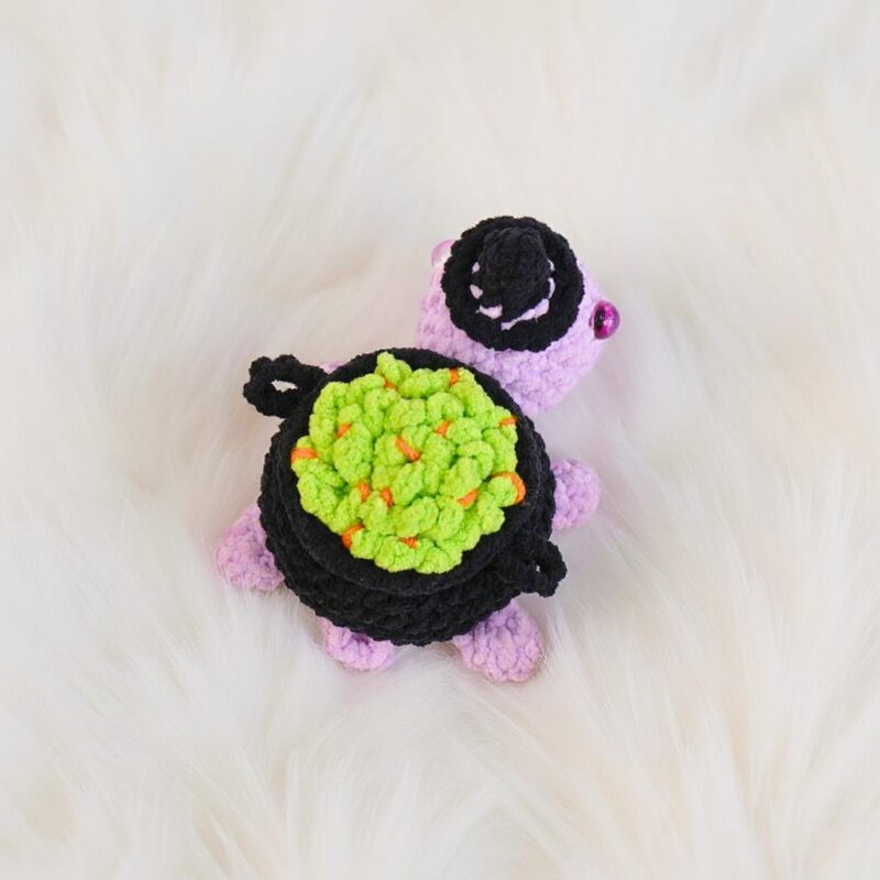 Halloween Cauldron Turtle Amigurumi Crochet Pattern - No-Sew - DIY Stuffed Animal Toy - Instant Download PDF
