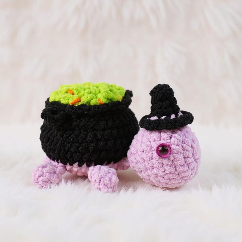 Halloween Cauldron Turtle Amigurumi Crochet Pattern - No-Sew - DIY Stuffed Animal Toy - Instant Download PDF - Image 6