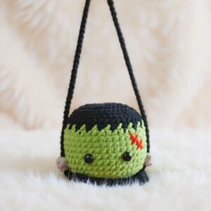 Swinging Frankenstein Amigurumi Crochet Pattern - Spooky Cute - DIY Stuffed Monster Toy - Instant Download PDF