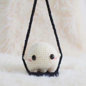 Swinging Ghost Amigurumi Crochet Pattern - Adorable DIY Halloween Car Hanging Decor - Instant Download PDF