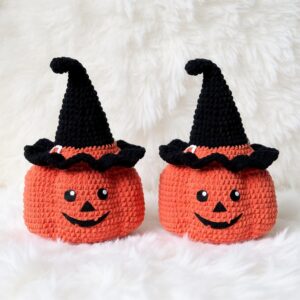 Halloween Pumpkin Bucket Amigurumi Crochet Pattern - Easy DIY Trick-or-Treat Bag - Instant Download PDF