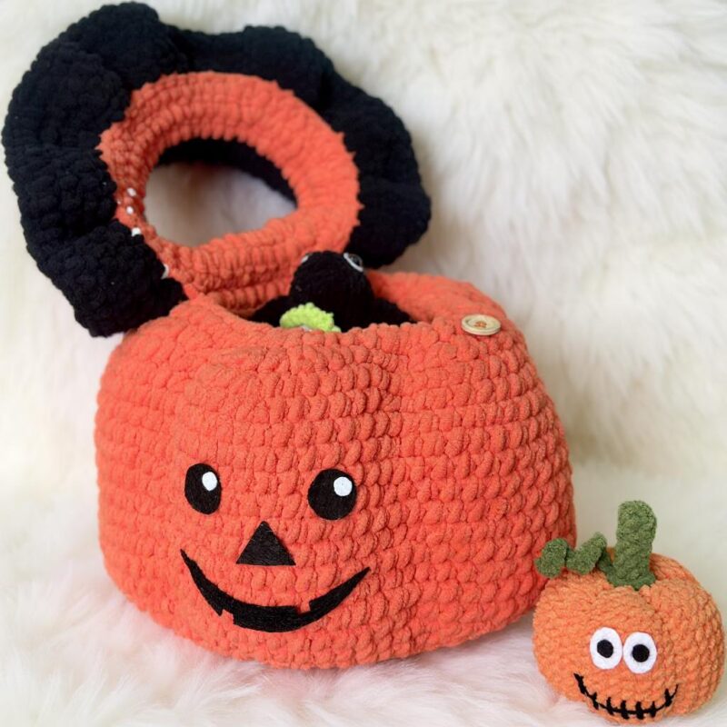 Halloween Pumpkin Bucket Amigurumi Crochet Pattern - Easy DIY Trick-or-Treat Bag - Instant Download PDF - Image 2