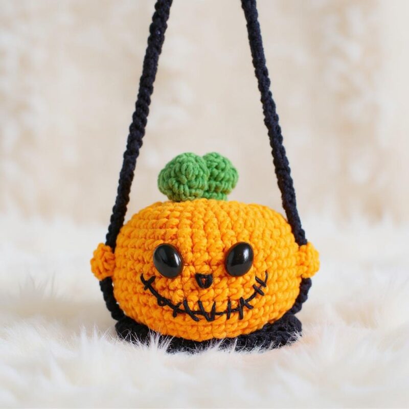 Swinging Halloween Pumpkin Amigurumi Crochet Pattern - Spooky Cute - DIY Car Hanging Charm - Instant Download PDF - Image 2