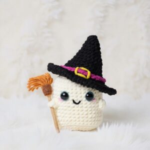 Witchy Ghost Amigurumi Crochet Pattern - Adorable DIY Halloween Toy - Instant Download PDF