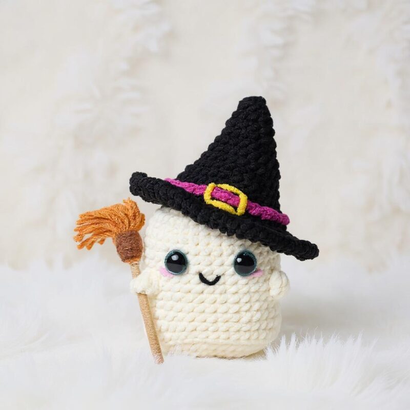 Witchy Ghost Amigurumi Crochet Pattern - Adorable DIY Halloween Toy - Instant Download PDF