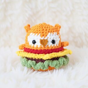 Hamburger Owl Amigurumi Crochet Pattern - Adorable DIY Stuffed Animal Toy - Instant Download PDF