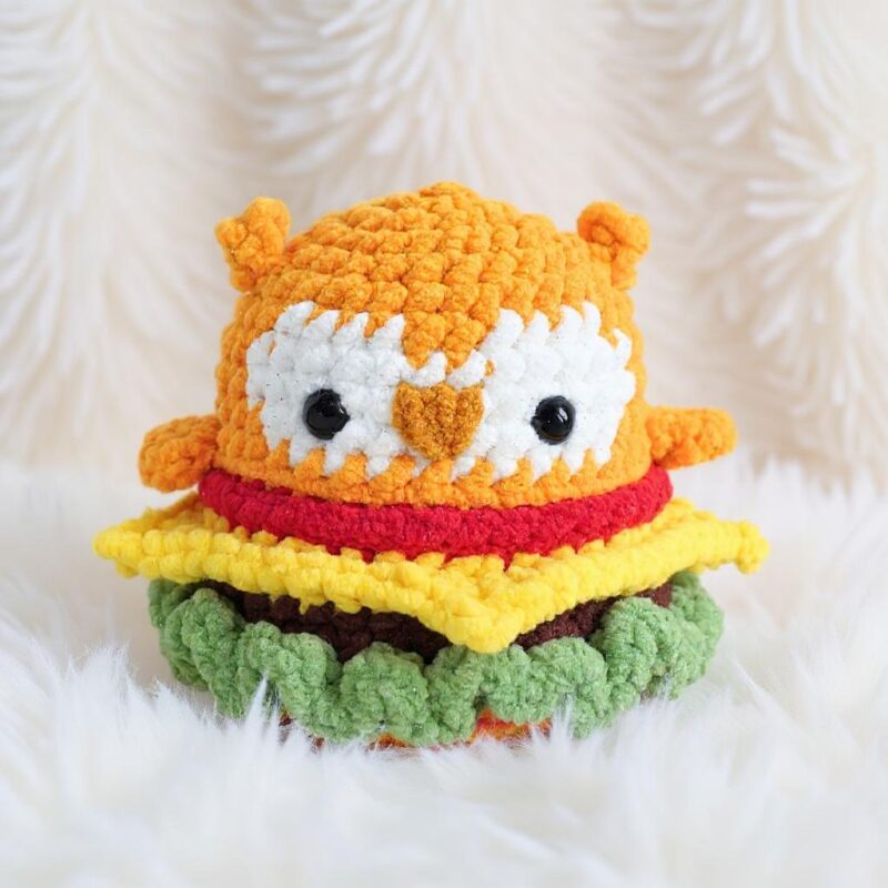 Hamburger Owl Amigurumi Crochet Pattern - Adorable DIY Stuffed Animal Toy - Instant Download PDF - Image 2