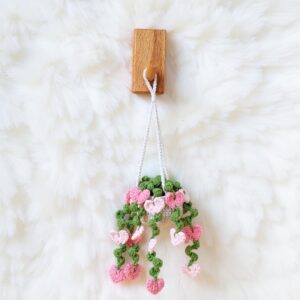 Heart Flower Basket Amigurumi Crochet Pattern - Charming DIY Car Hanging Decor - Instant Download PDF