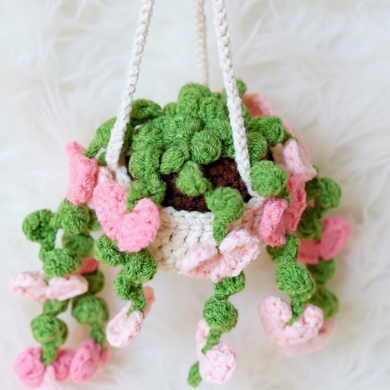 Heart Flower Basket Amigurumi Crochet Pattern - Charming DIY Car Hanging Decor - Instant Download PDF - Image 5
