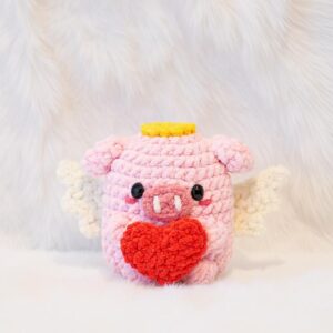 Heartful Cupid Pig Amigurumi Crochet Pattern - Adorable DIY Stuffed Animal Toy - Instant Download PDF