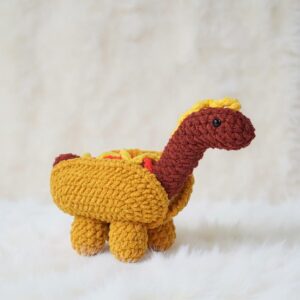 Hot Dog Brachiosaurus Amigurumi Crochet Pattern - Quirky DIY Dinosaur Toy - Instant Download PDF