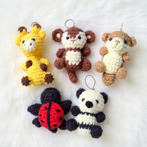 Jungle Animals Amigurumi Crochet Pattern - Adorable DIY Keychain Collection - Instant Download PDF