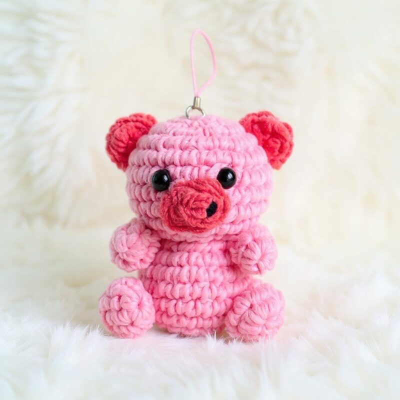 Little Pig Keychain Amigurumi Crochet Pattern - Adorable DIY Keychain Charm - Instant Download PDF - Image 3