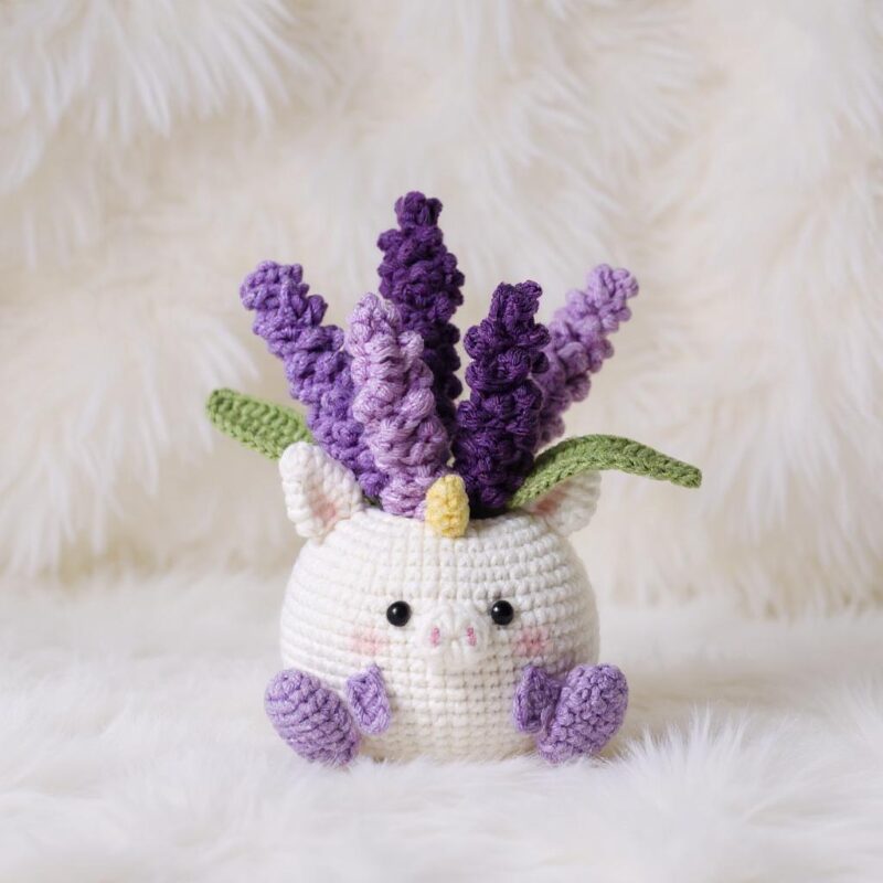 Lavender Unicorn Pot Amigurumi Crochet Pattern - Adorable DIY Planter & Decor - Instant Download PDF
