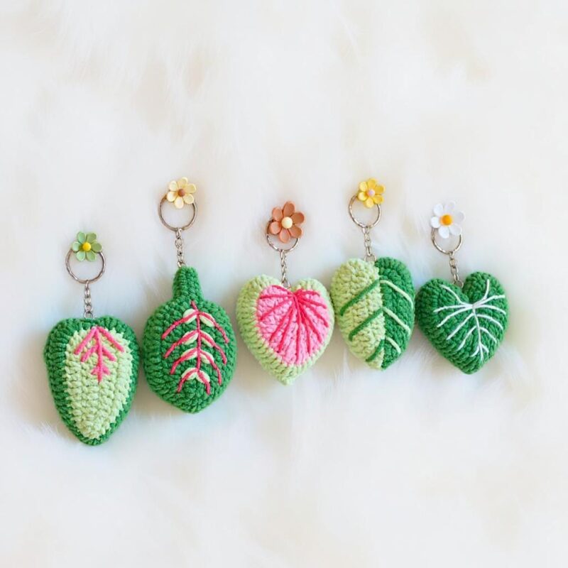 Leafy Latchkey Amigurumi Crochet Pattern - Whimsical DIY Keychain & Charm - Instant Download PDF