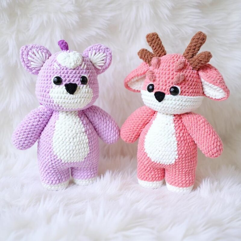 Lilac & Rosy Dragons Amigurumi Crochet Pattern - Adorable Bundle - DIY Stuffed Animal Toys - Instant Download PDF