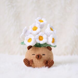 Lily of the Valley Capybara Amigurumi Crochet Pattern - Adorable DIY Stuffed Animal Toy - Instant Download PDF