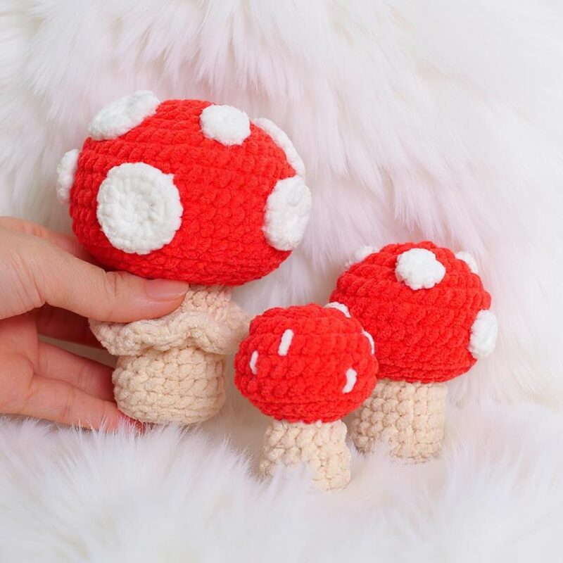 Mushroom Trio Amigurumi Crochet Pattern - Whimsical DIY Stuffed Toys - Instant Download PDF