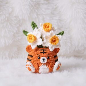Narcissus Tiger Pot Amigurumi Crochet Pattern - Cute DIY Stuffed Animal Toy - Instant Download PDF